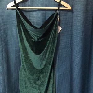 Dark emerald green velvet stretch dress